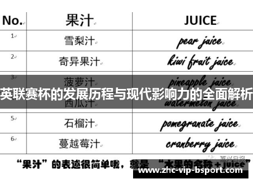 英联赛杯的发展历程与现代影响力的全面解析